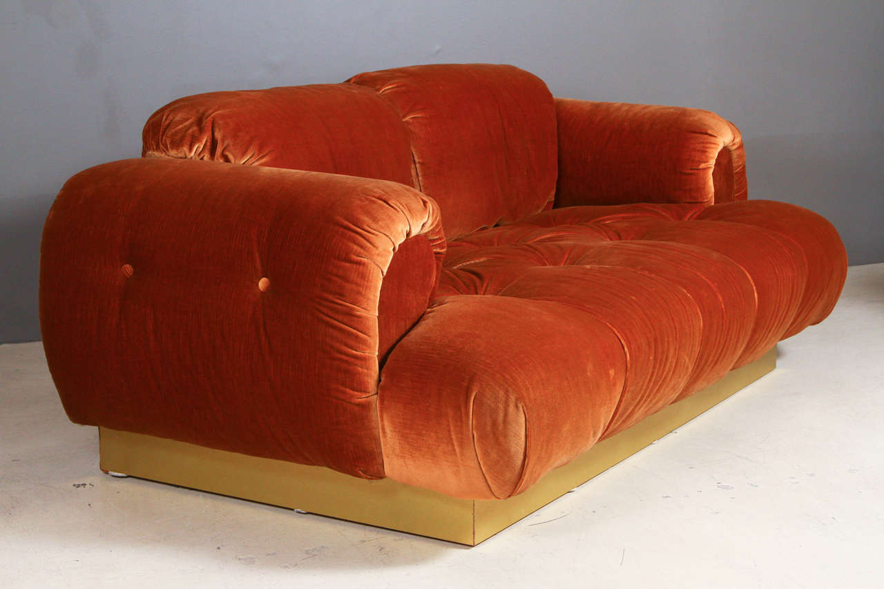 Late 20th Century Copper Velvet Loveseat by Milo Baughman for Directional