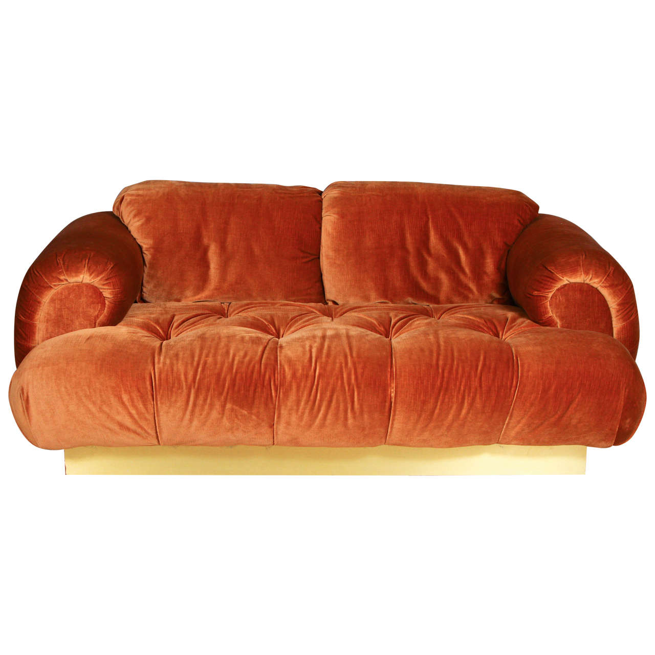 Copper Velvet Loveseat by Milo Baughman for Directional