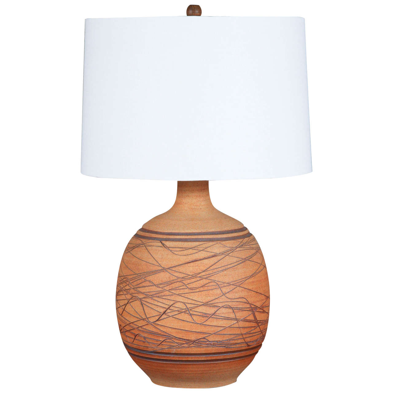 Incised Bisque Ceramic Lamp by Design Duo WishonHarrell at 1stDibs