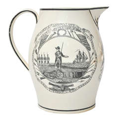 Antique Period English Creamware Pitcher for American Market, circa 1820