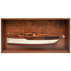 Antique American Cased Builder's Half Hull Model of Motor Yacht, circa 1926