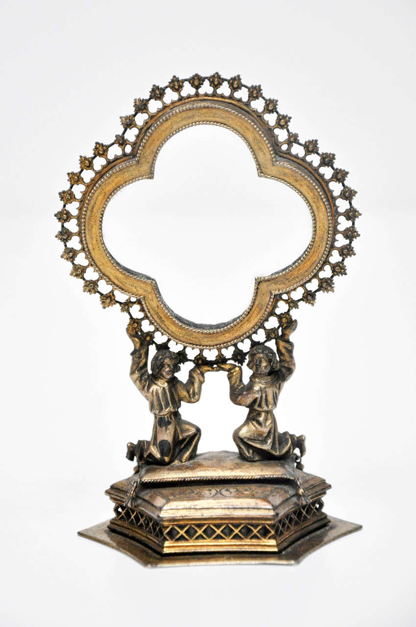 Superb Gilt Bronze Reliquary Crisply Decorated in Fine Oriignal Condition.
France, Circa, 1550