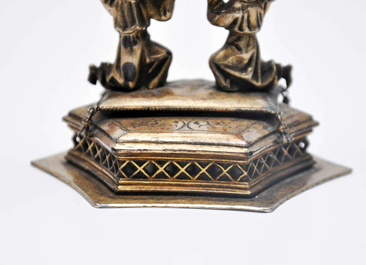 Superb and Crisply Decorated Gilt Bronze Reliquary, France circa 1550 For Sale 1