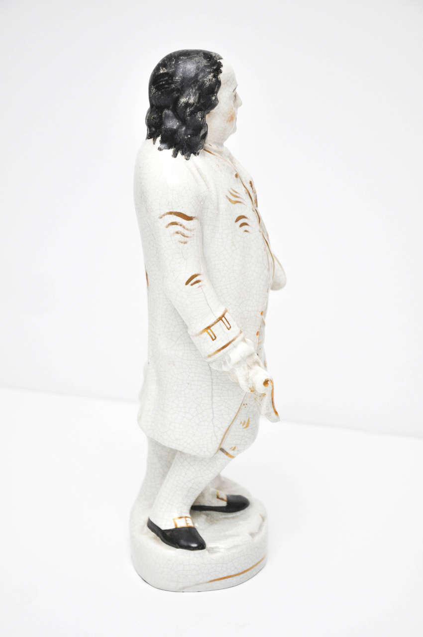 English Staffordshire Decorated Pottery Figure of Ben Franklin, circa 1820 2