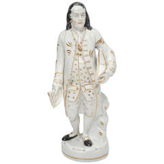 English Staffordshire Decorated Pottery Figure of Ben Franklin, circa 1820