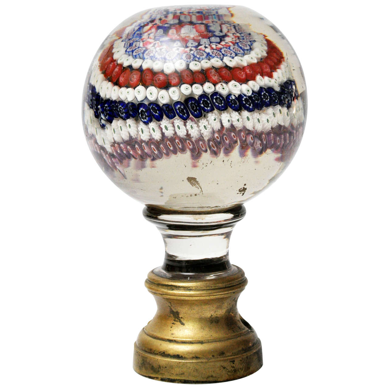 Massive Baccarat Newell Post Finial on Brass Ferrule, France, 1850 For Sale at 1stDibs