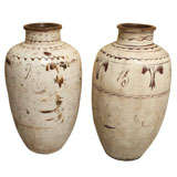 Pair of large Chinese garden urns