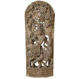 Large Antique wood carving of Krishna