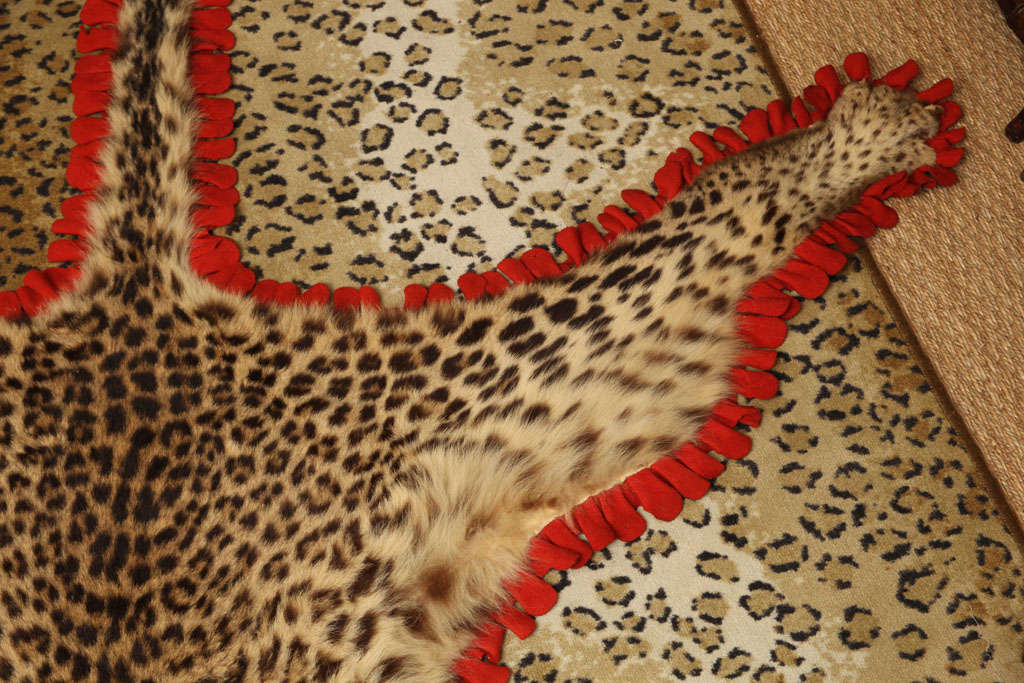 African Vintage Leopard Skin Rug