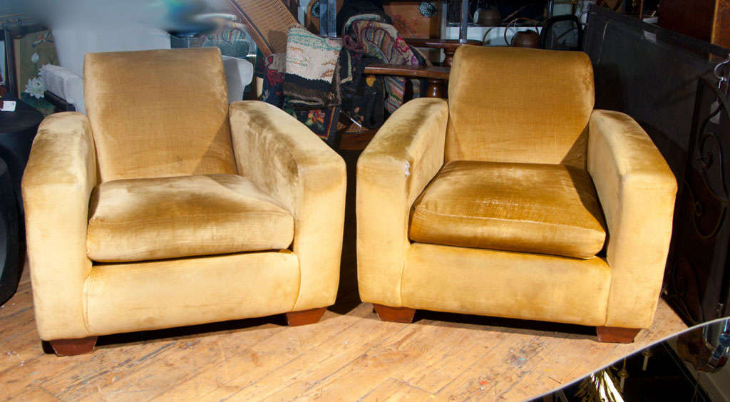 Pair  Of  Art  Deco Style   Club  Chairs