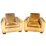Pair  Of  Art  Deco Style   Club  Chairs
