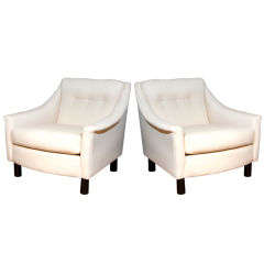 Pair  Selig  Sloped  Arm  Bucket  Chairs