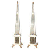 Pair  Antiqued  Mirror  Obelisks