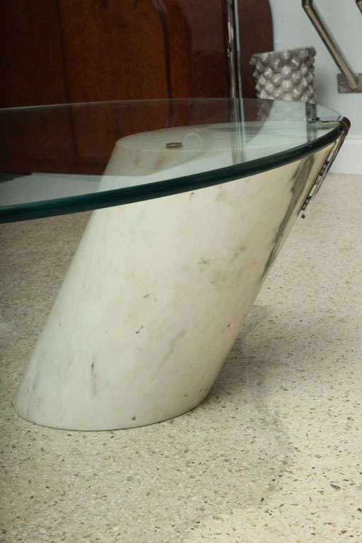 Late 20th Century Marble and Glass Low Table Possibly by Brueton