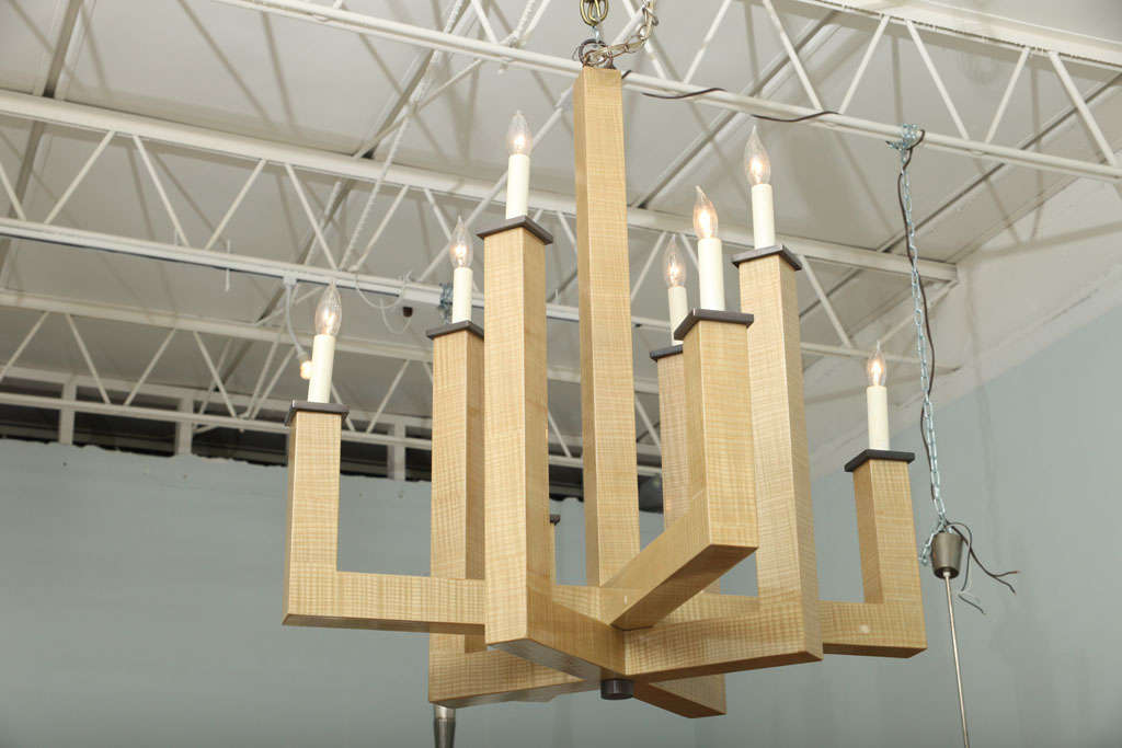 Wood Fine French Modern Faux Bois Chandelier