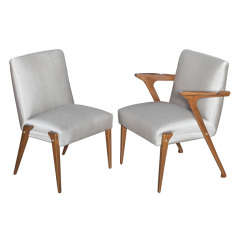 An Armchair and Matching Side Chair by Borsani, Italy