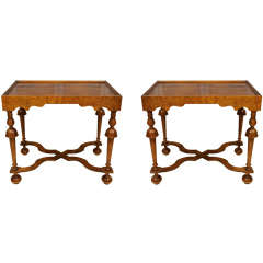 Vintage Pair of Walnut  Side Tables by Baker