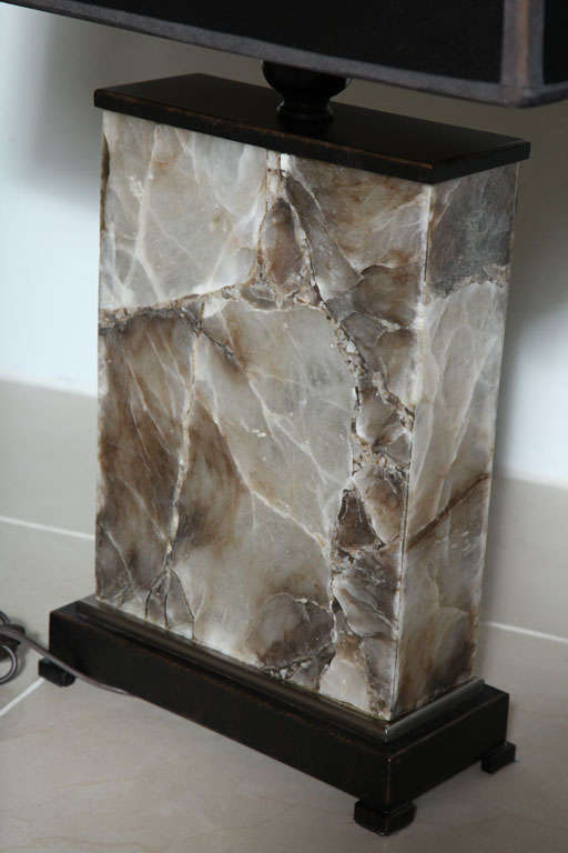 Pair of Onyx Lamps on Bronzed Bases 1