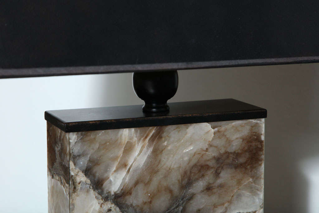 Pair of Onyx Lamps on Bronzed Bases 3