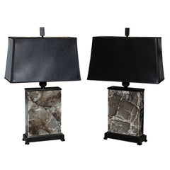 Pair of Onyx Lamps on Bronzed Bases