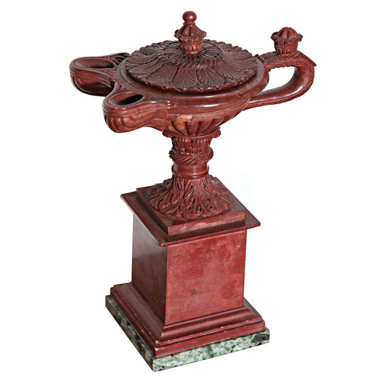 A Fine Rosso Antico Grand Tour Oil Lamp, Italy