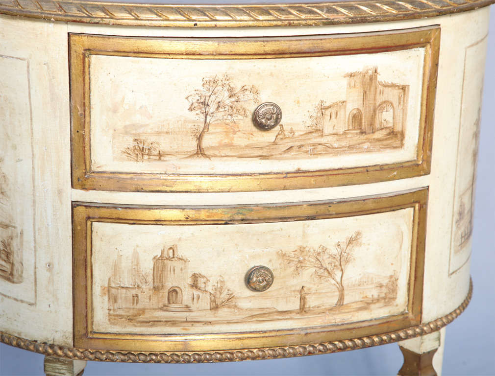 Demilune Italian Hand Painted Commode In Excellent Condition In West Palm Beach, FL
