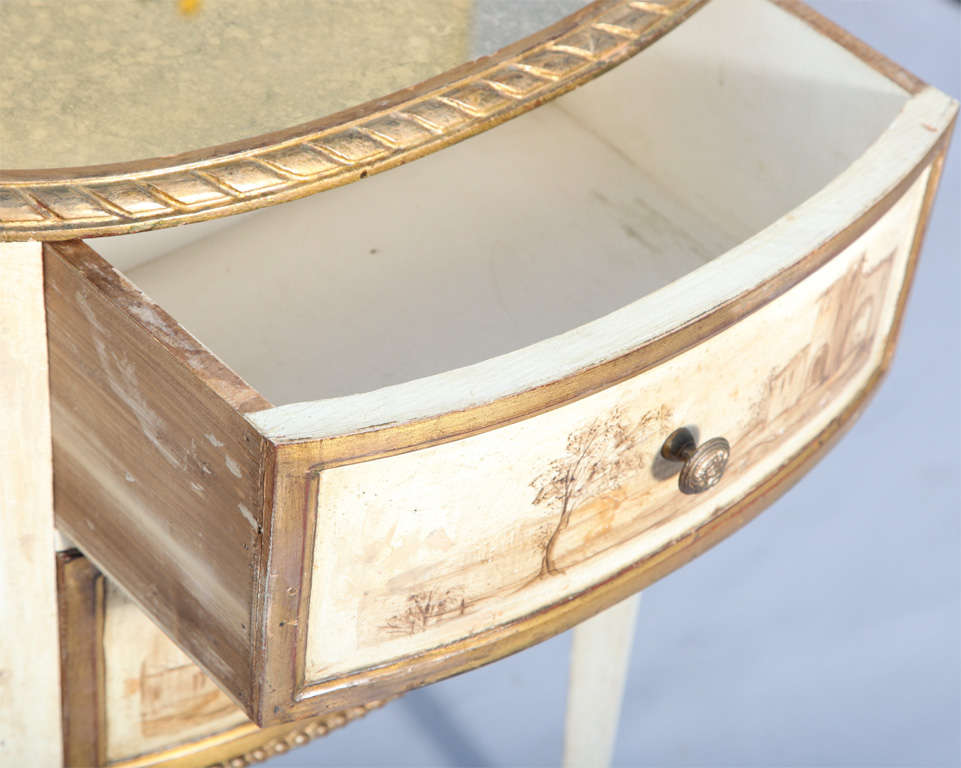 Wood Demilune Italian Hand Painted Commode