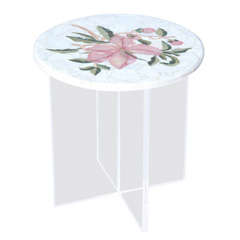 Pietre Dura Accent Table on Lucite Base