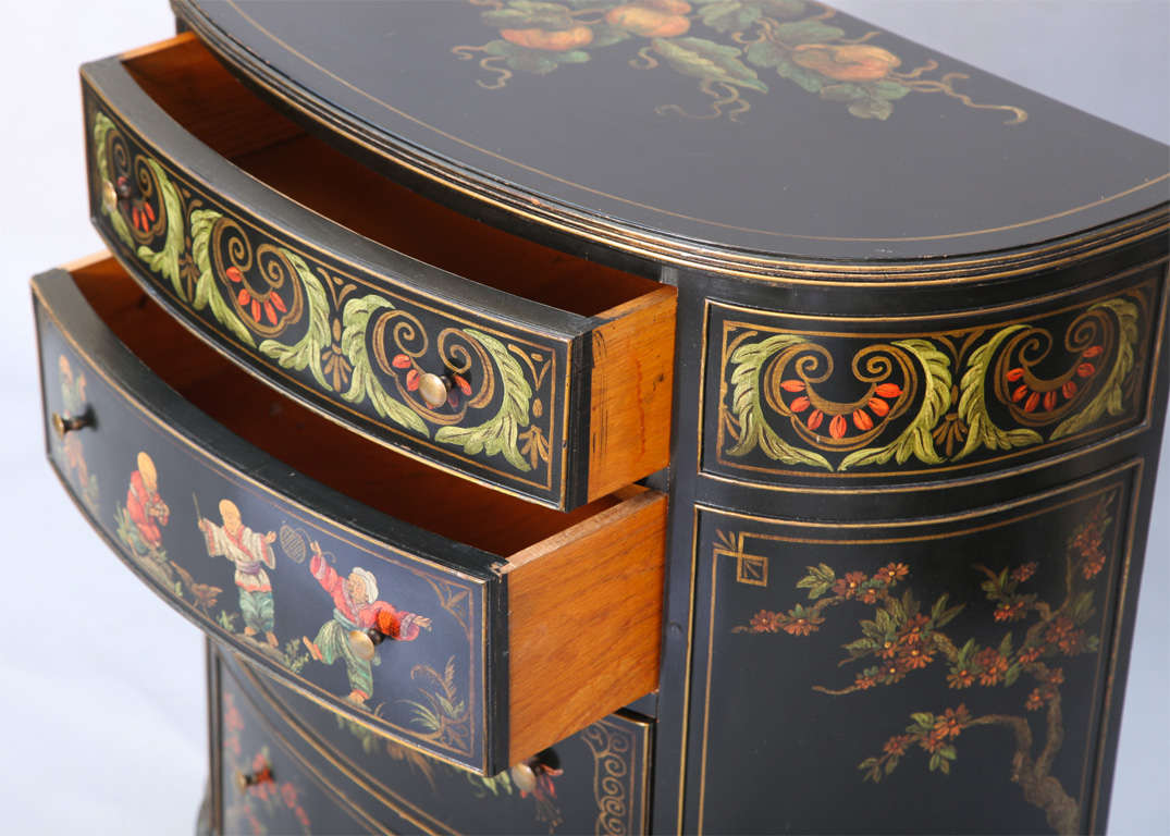 20th Century Hand Painted Demilune Commode