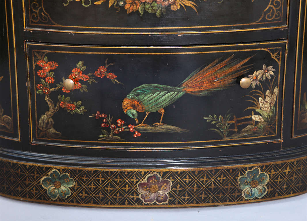 Wood Hand Painted Demilune Commode