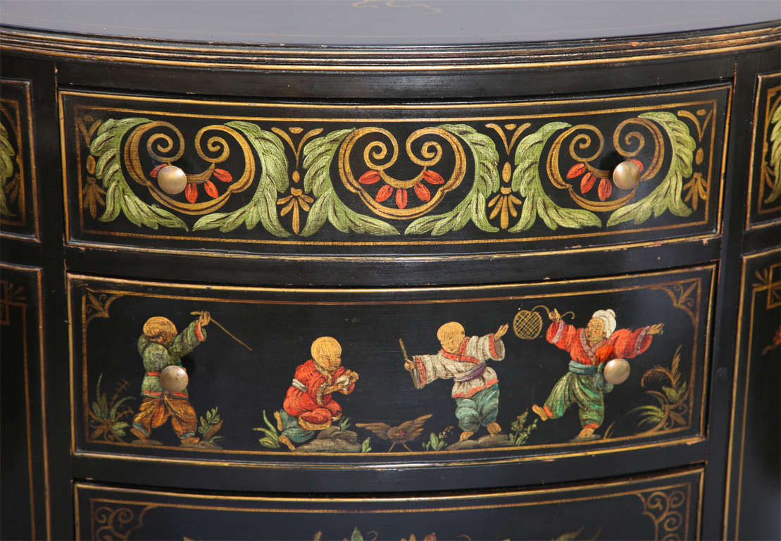 Hand Painted Demilune Commode 1