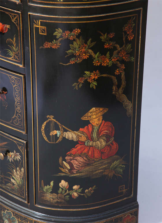 Hand Painted Demilune Commode 2