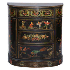 Antique Hand Painted Demilune Commode