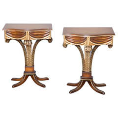 Pair of Prince of Wales Plume and Swag End Tables