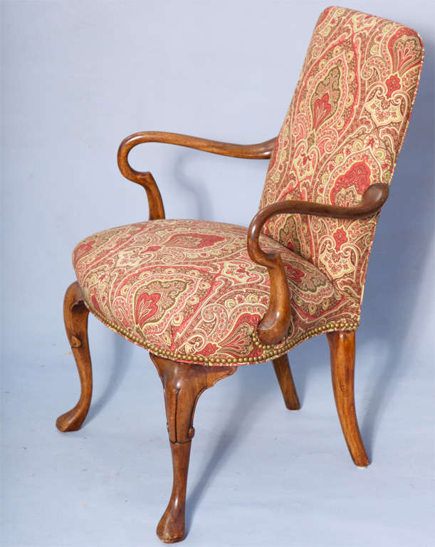 Pair of Carved Mahogany 19c. English Armchairs In Excellent Condition In West Palm Beach, FL