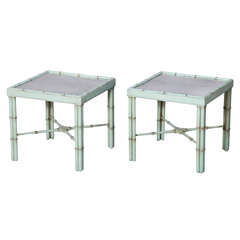 Vintage Pair of Painted Faux Bamboo Accent Tables