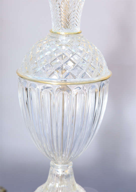 American Pair of Glass Urn-Shaped Lamps For Sale