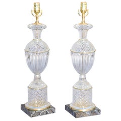 Pair of Glass Urn-Shaped Lamps
