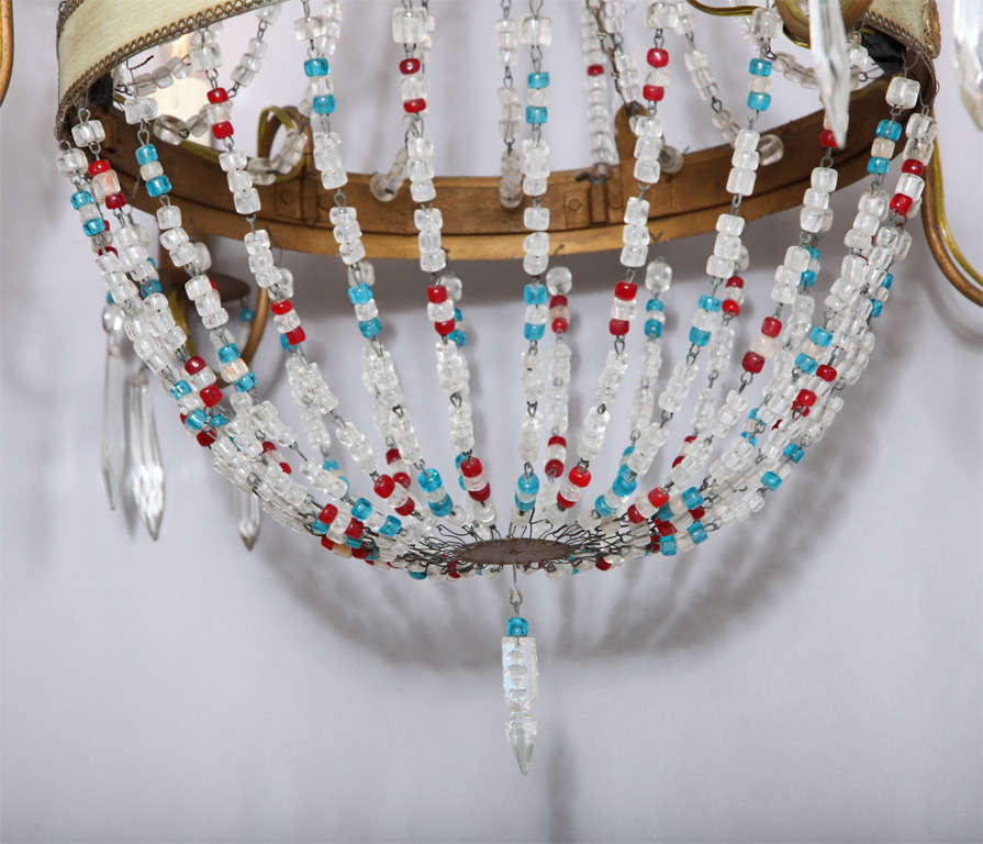 20ième siècle Lustre italien en perles de verre multicolore en vente