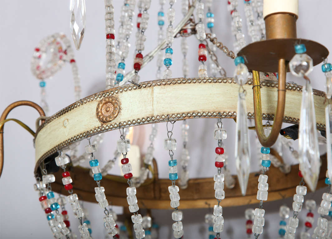 20th Century Multi-colored Glass Beaded Italian Chandelier For Sale