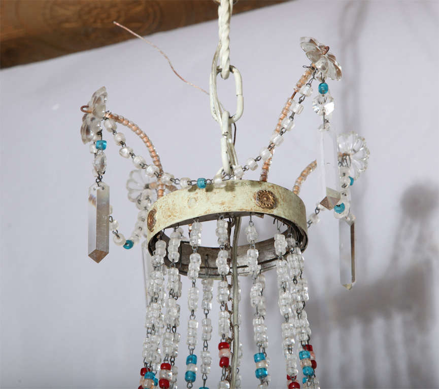 Multi-colored Glass Beaded Italian Chandelier For Sale 1