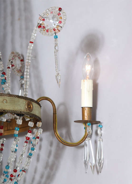 Lustre italien en perles de verre multicolore en vente 4