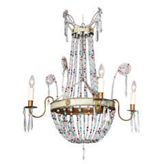 Multi-colored Glass Beaded Italian Chandelier