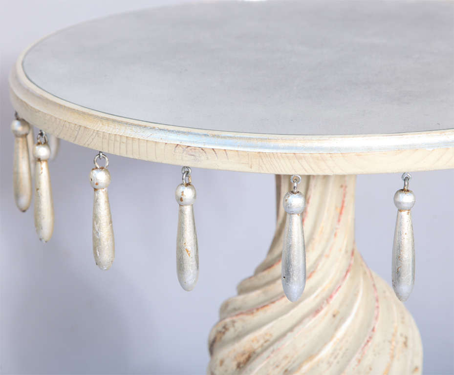 18th Century and Earlier 18c. Carved Elephant Accent Table with Later Mirrored Top