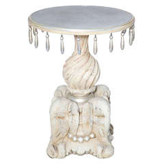 18c. Carved Elephant Accent Table with Later Mirrored Top