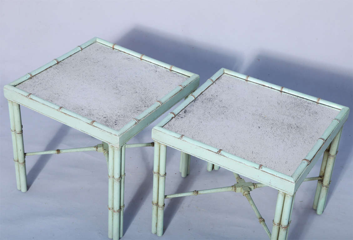 Pair of Painted Faux Bamboo Accent Tables at 1stdibs
