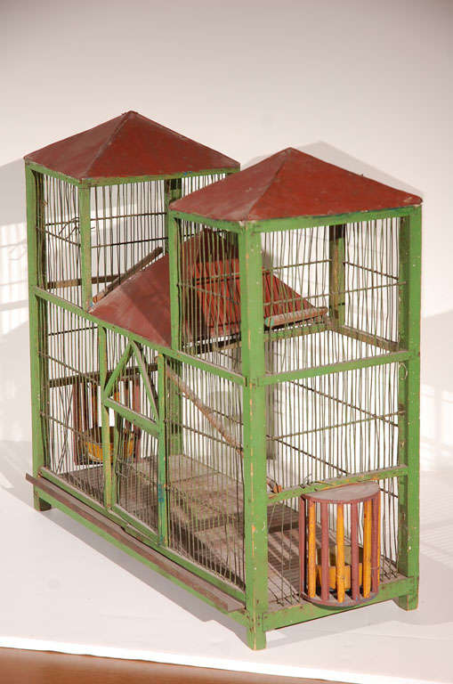 French Bird Cage-Painted Antique 1