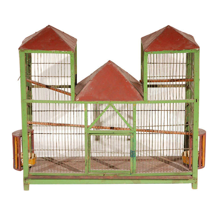 French Bird Cage-Painted Antique