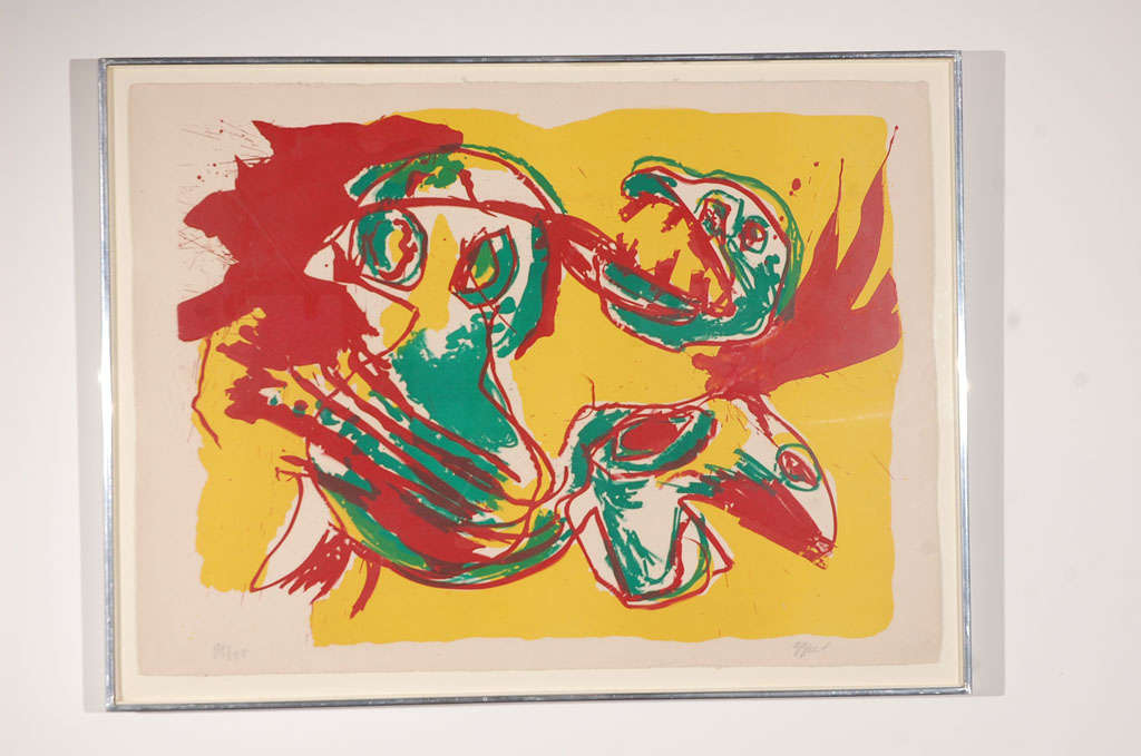Litho couleur signée par Karl Appel, édition 54/80. Papier Arches de format 22