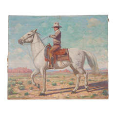 Oil Painting of Mounted Cowboy and His Horse 5
